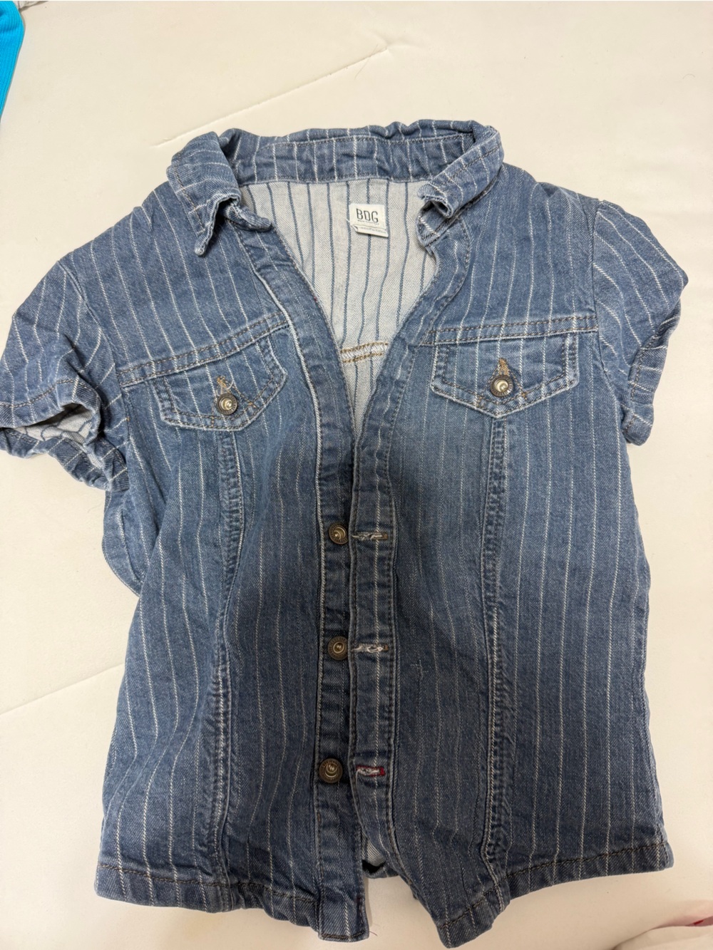 Urban Outfitters Blue Pinstripe Denim Overalls Top